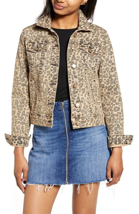 Leopard Printed Denim Jacket .